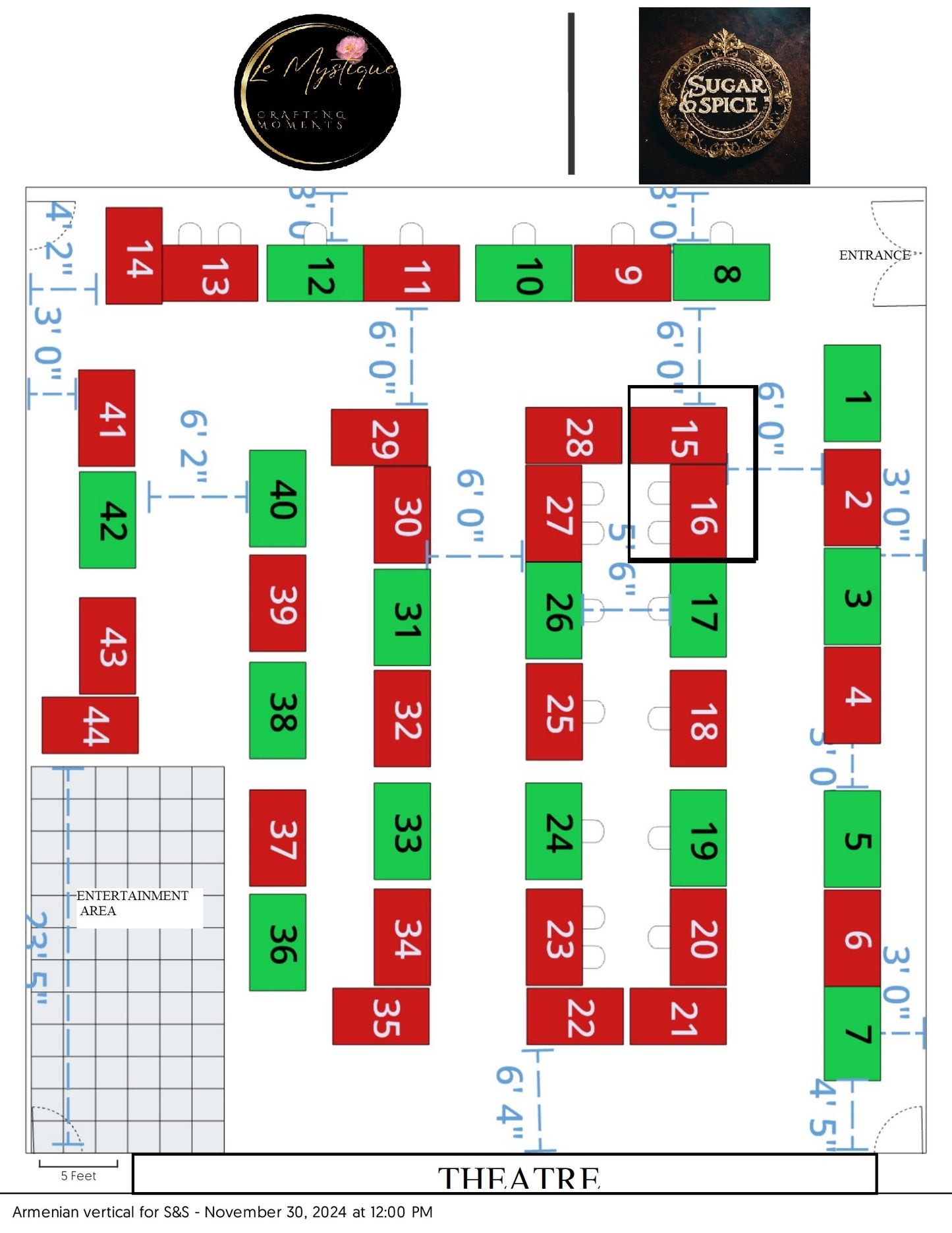 Table Number 15 and side  6' Table reservation for 2 Days, Nov 30th & Dec 1st Armenian Center Laval For bakers & Food Category