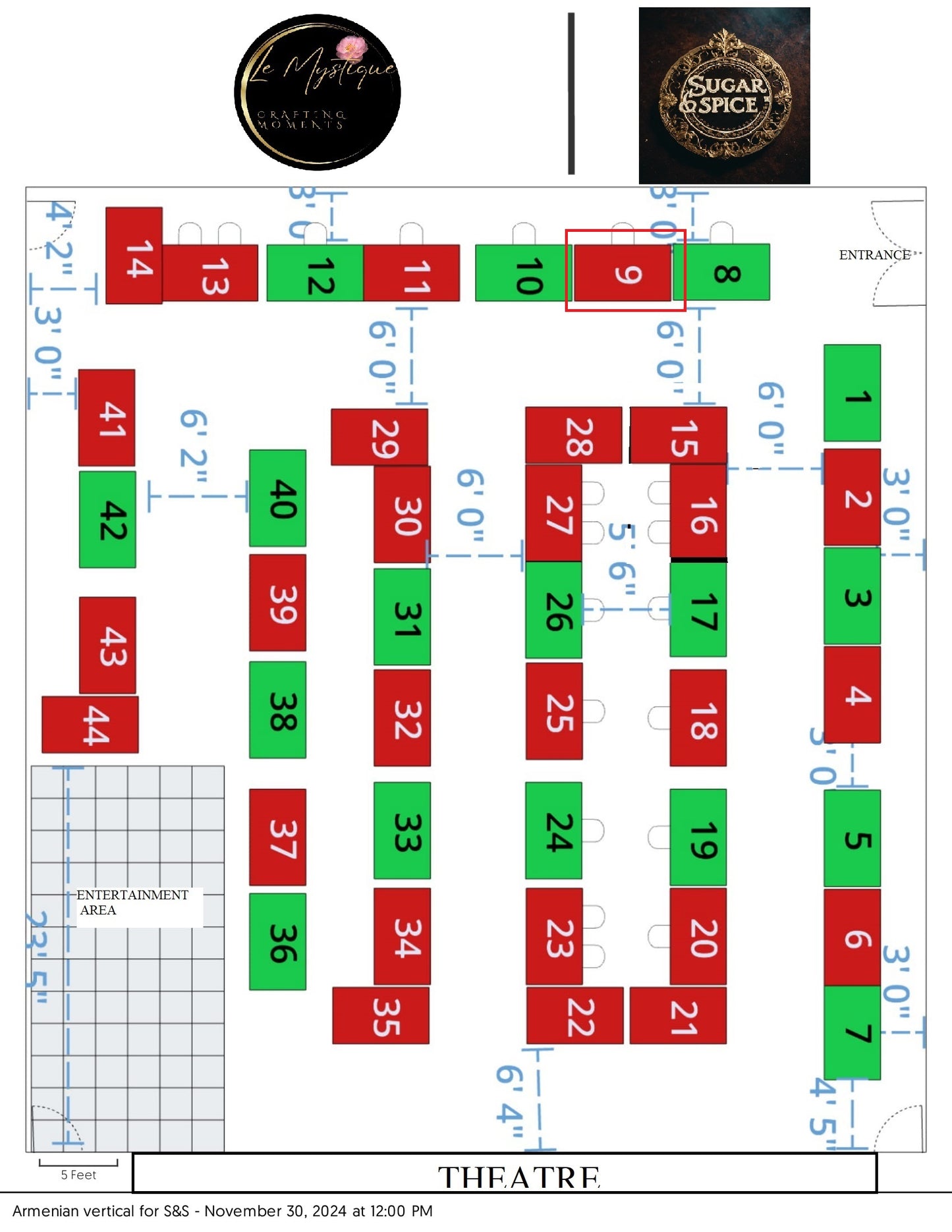 Table Number 9 Single 6' Table reservation for 2 Days, Nov 30th & Dec 1st Armenian Center Laval For General Merchandises