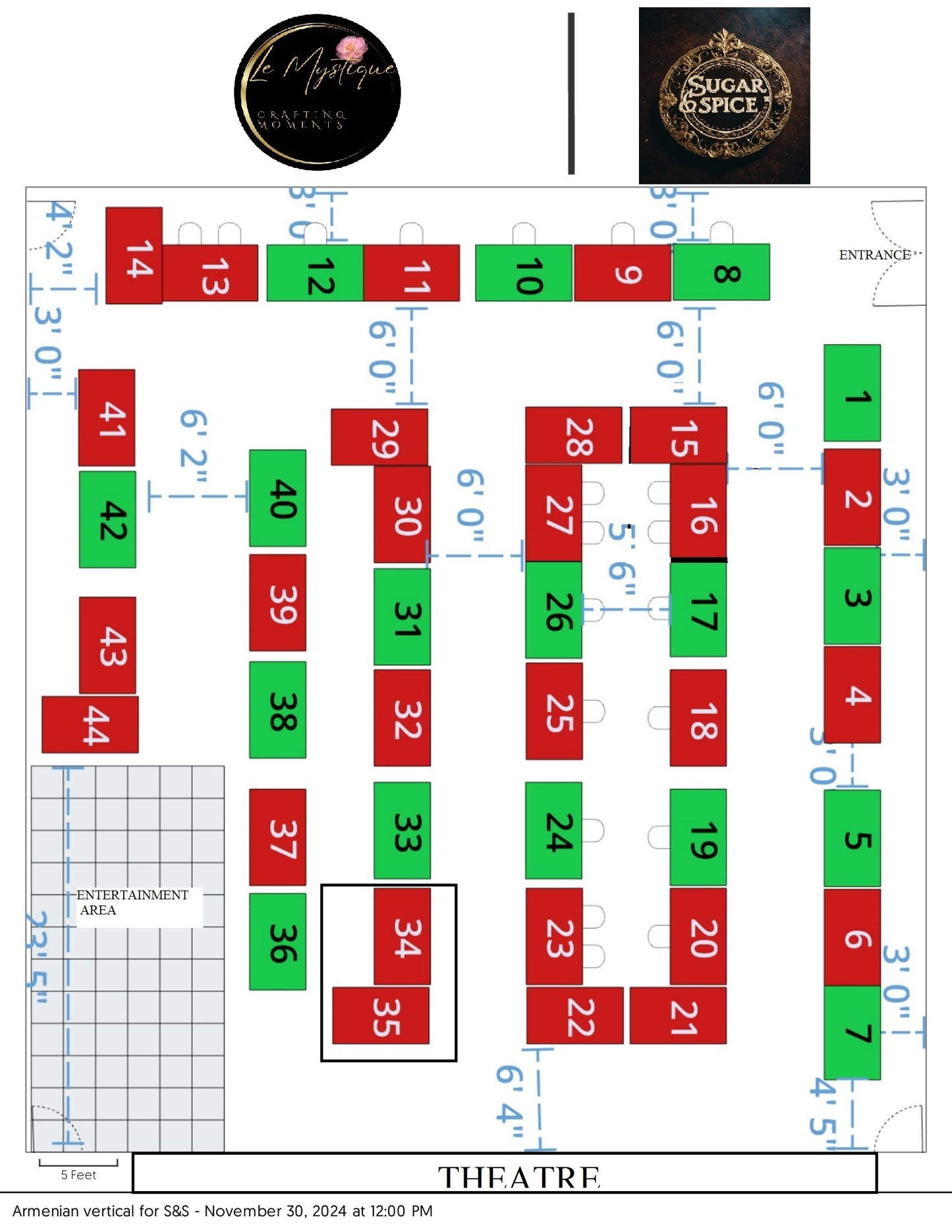 Table Number 34 & 35 Double 6' Table reservation for 1 Day| Dec 1st | Le Ciel Parfume