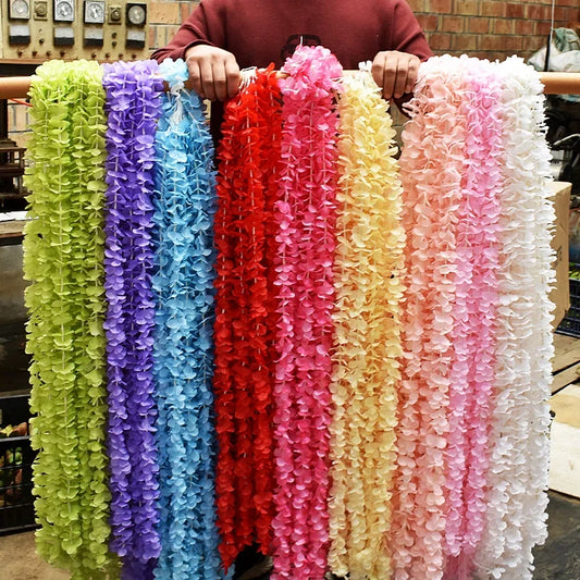 10pcs Artificial Flowers Strings & Wedding Garland Wall Hanging Decor Artificial Flowers for Garden Party Wedding Home